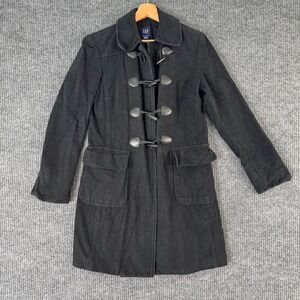 VTG GAP Womens S Black Toggle Coat Jacket Mod Preppy Y2K Revival‎ Outerwear